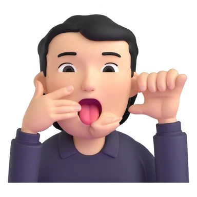 face yawning with hand covering mouth sticker