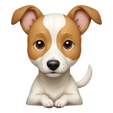 a full body facing front on of a buff white beagle cross jack russell terrier looking dog the size of a kelpie with light brown long ears resting on its face and a light brown patch above one eye and a large snout. the rest of the dog is completely white.  sticker