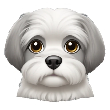 A white Shitzu with a tiny bit grey fur on her mouth, and a little bit of dark grey fur on her eyes and ears. sticker