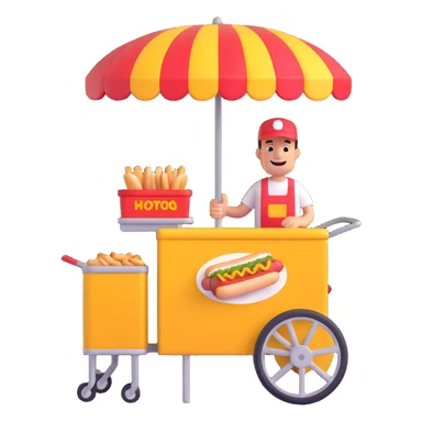 hotdog seller in New York with cart sticker