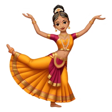 cinematic-realistic-bharatanatyam-dance-emoji,-depicted-as-an-elegant-classical-indian-dance-performance-with-graceful-poses,-intricate-costumes,-and-expressive-hand-gestures,-rendered-with-rich-textures-and-warm-dramatic-lighting, single danceer sticker