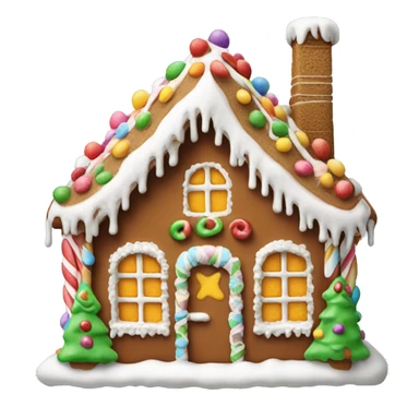 A detailed gingerbread house with icing snow and candy accents sticker