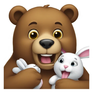 Bear holding a bunny close to mouth sticker