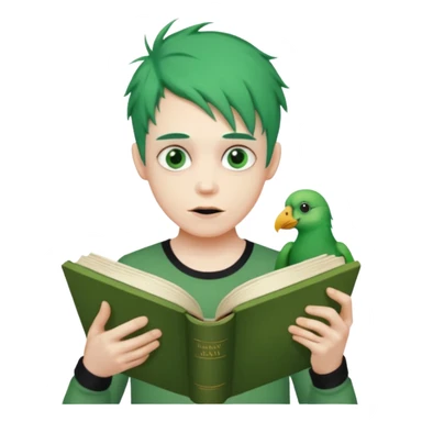 peter has green hair he is creepy he is on a quest to remove all emojis he has a book with all the words that ever exist in his hand he likes fortnite has a reddit thing and a thong and he has a beak sticker