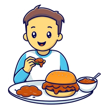 person eating sloppy joe sticker