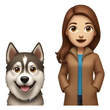 Woman brown hair blue eyes with Husky Copper beige  sticker