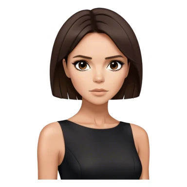 Victoria Beckham with dark brown hair in a short bob cut wearing a short black bodycon dress sticker