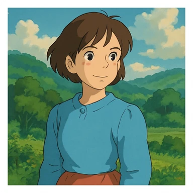 Studio Ghibli inspired illustration of a human sticker