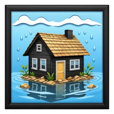 Flooded house in hurricane sticker