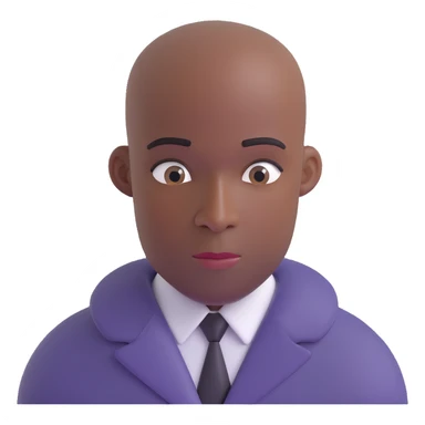 extremely bald Black man with shiny scalp and exaggerated baldness, simple background sticker