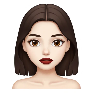 White beautiful girl white natural lipstick and dark brown hair  sticker