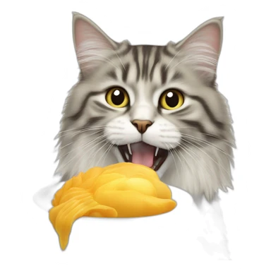siberian cat eating duck magret sticker