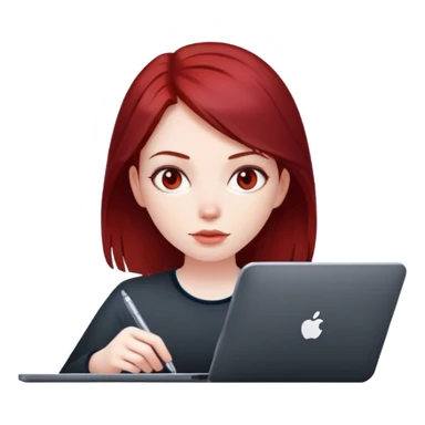 dark red hair girl coding sticker