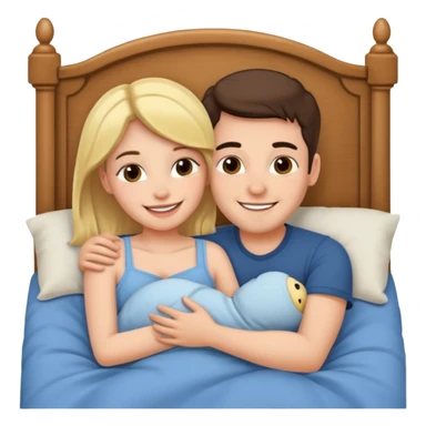 A couple cuddling in bed sticker
