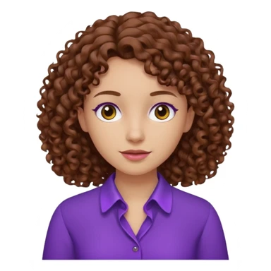 brown curly hair purple blouse sticker