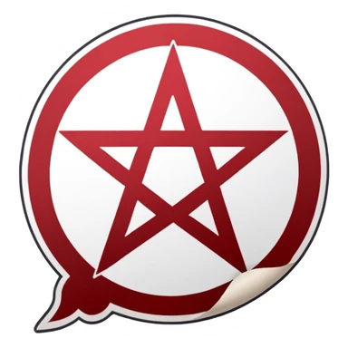 Minimalist emoji-style sticker of a blank torn contract with a pentagram stamp and drop of muted red ink. Gothic feel, flat design.
 sticker