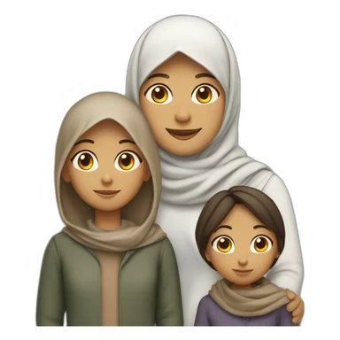 Family of four: a mom who is the only person wearing a hijab, a dad, a young little girl, and a young little boy, light brown skin, everyone has dark hair sticker