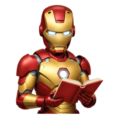 read book with iron man sticker