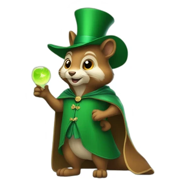 A_squirel_magician_with_a_green_cape sticker