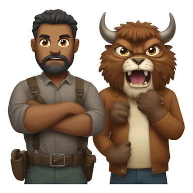 Angry bison wine in one hand cat in the other hand sticker