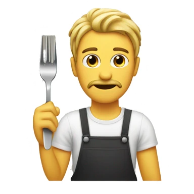 Guy holding fork and knife hungry sticker