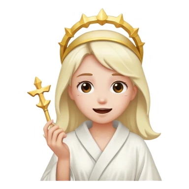 girl with white robe halo and a small tooth in her hand sticker