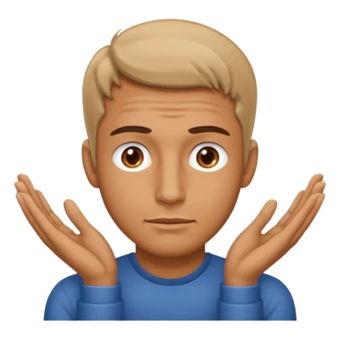 Man facing forward with both his hands on top of each other below his face sticker