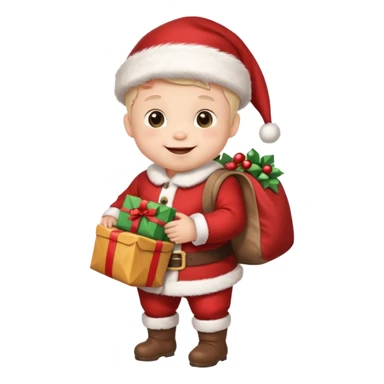baby Santa Claus is carrying a bag of presents  sticker