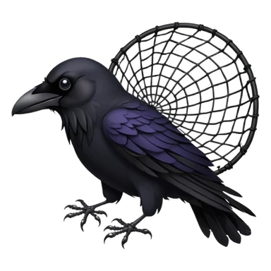 A raven getting caught in a net sticker