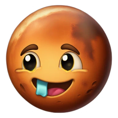 planet mars with a cartoon face with tears of joy sticker