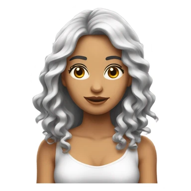 chica blanca con rubor,cabello largo ondulado negro sticker