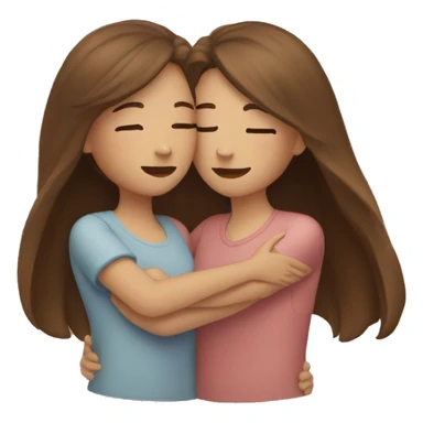 two girl best friends hugging, both with brown hair  sticker