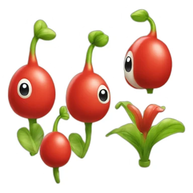 Red Pikmin from Nintendo apple emoji dtyle sticker