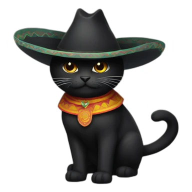 dark cat wearing sombrero sticker