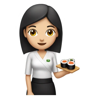 girl with sushi in her hand sticker