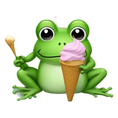 frog eating ice cream in bed sticker