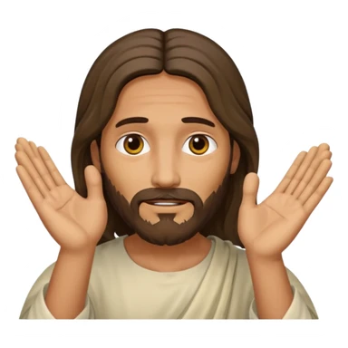 my workmate accidentally misspelled "Jesus christ" as "Jesbus christ", make an emoji of jesus with his hands on his face looking like hes ironically in pain sticker
