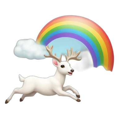 white deer flying with rainbow sticker