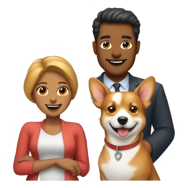 Man, woman and 2 corgies sticker