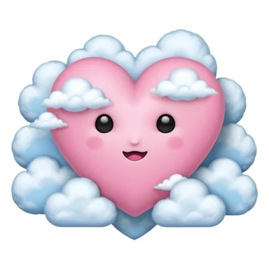 pink heart with clouds no face sticker