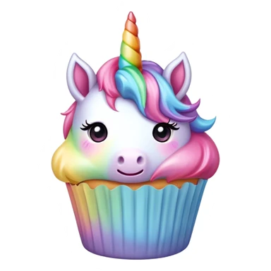 kawaii pastel rainbow unicorn cupcake sticker