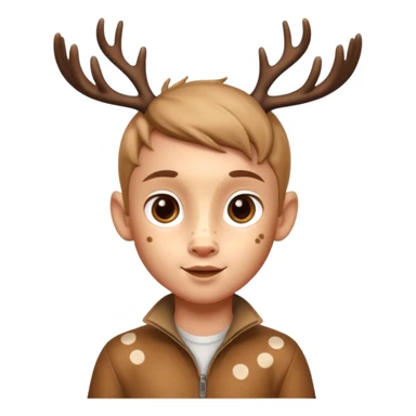 playful pose, deer spots, bambi boy hybrid, ios emoji style sticker