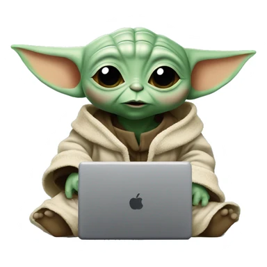 A cute Baby Yoda from Star Wars with a laptop sticker