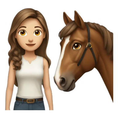 a girl with brown hair with a horse  sticker