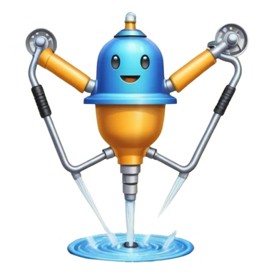 Garden tools, dancing joyfully around a sprinkler celebrating automation sticker
