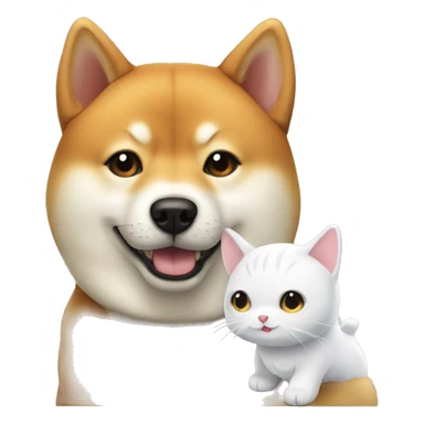 Shiba Inu with white cat sticker