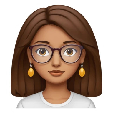 Italian with brown hair, girl and glasses and earrings, brown eyes sticker