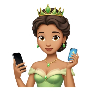 Princesa Tiana con el móvil  sticker