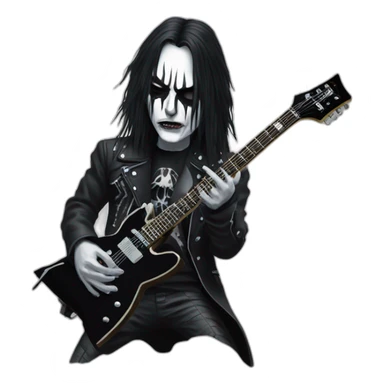 Black metal guitarist with corpse paint playing an electric guitar sticker