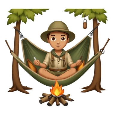 bushcraft adventure camp with campfire and hammock sticker
